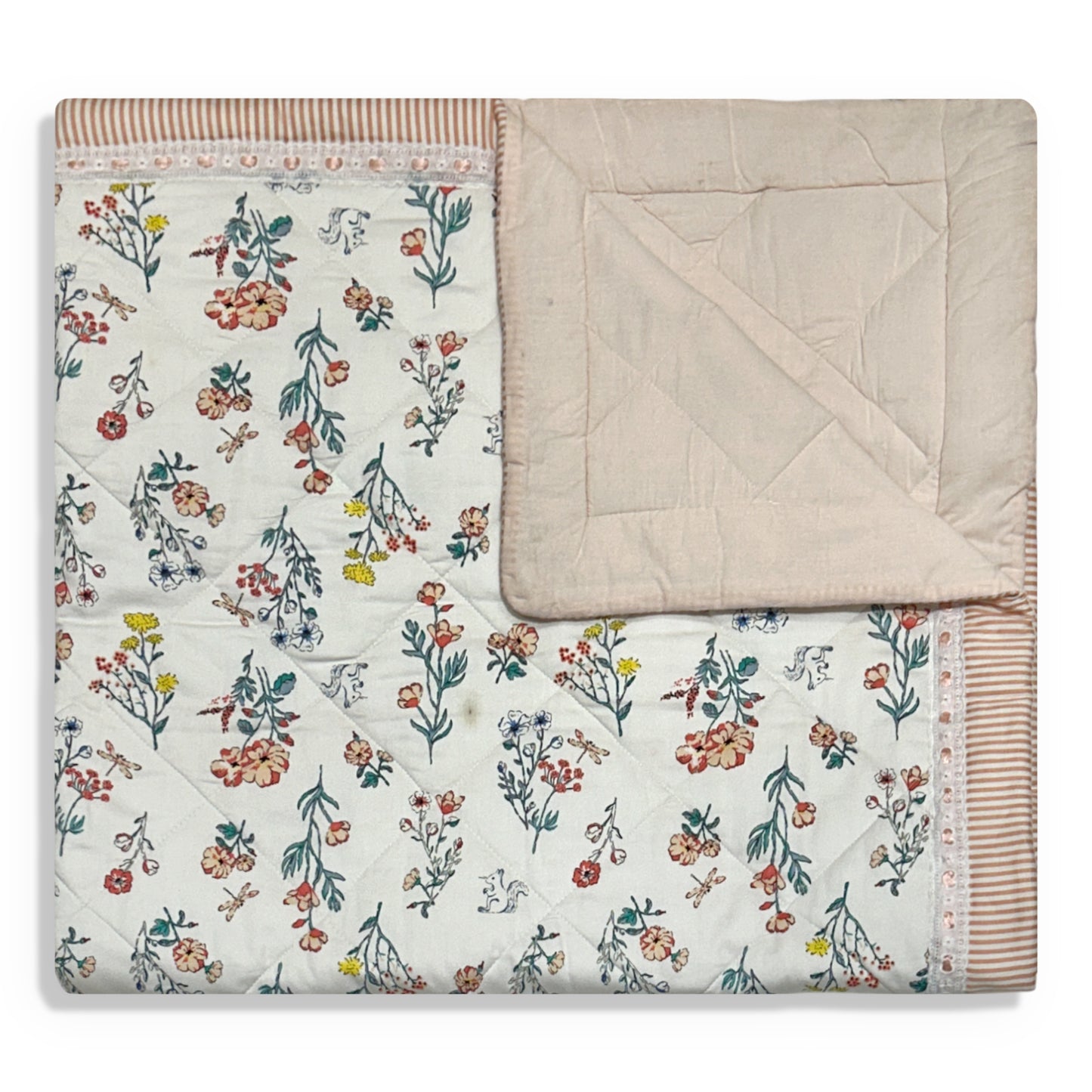 Peach Floral Toddler's Quilt