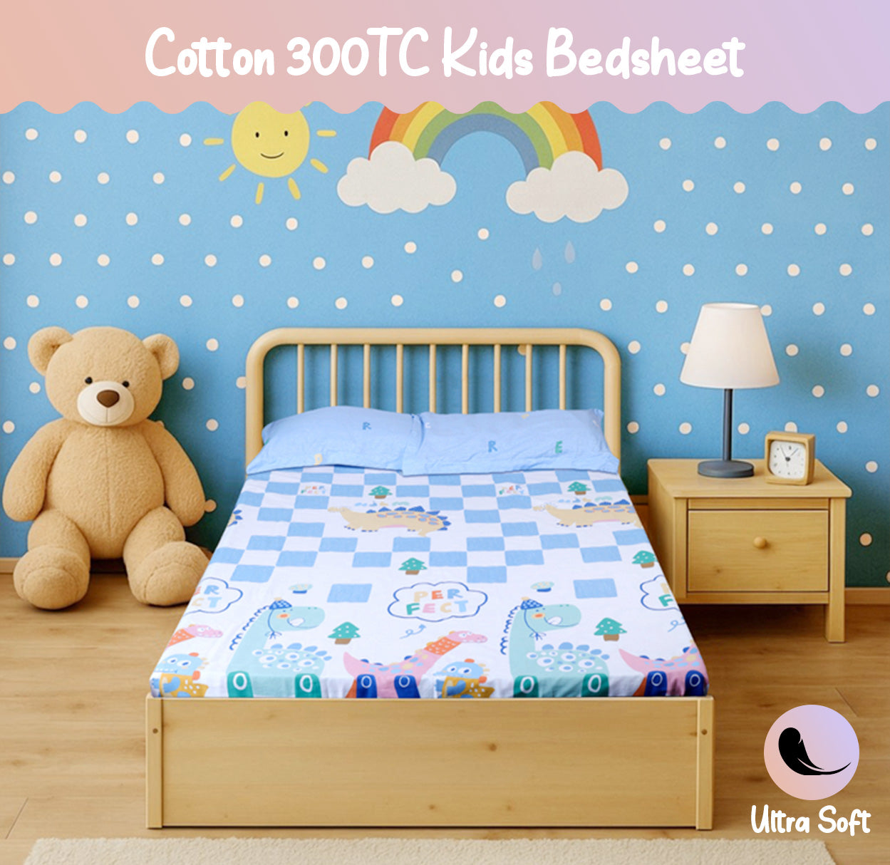 Dino Party Double Bedsheet