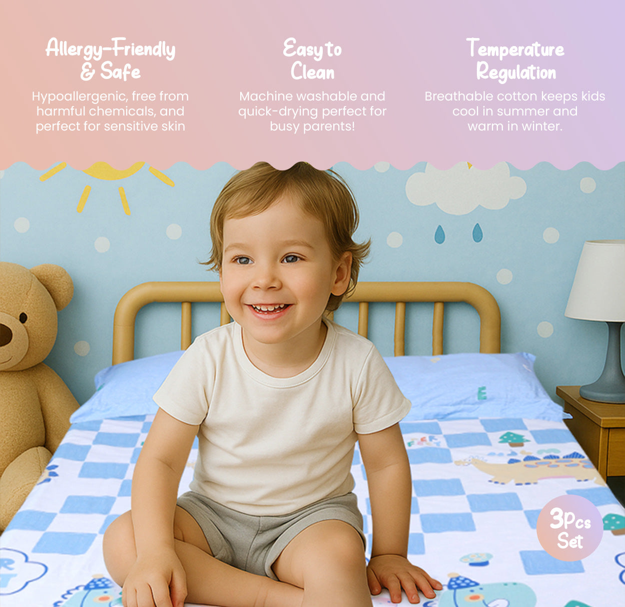 Dino Party Double Bedsheet