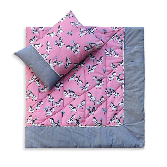 Pink Zebra Cot Set
