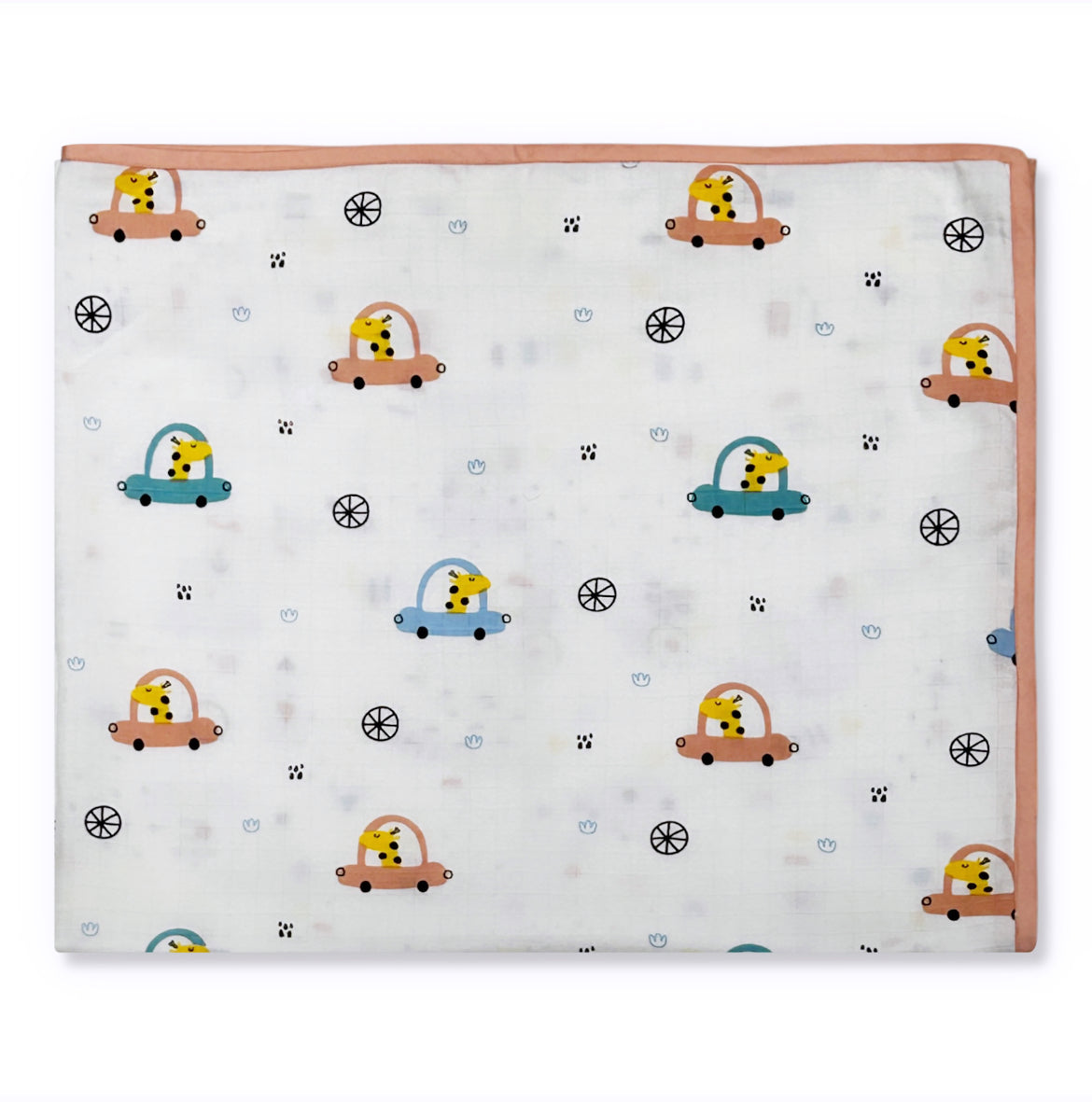 Giraffe On The Go - Peach Muslin Blanket