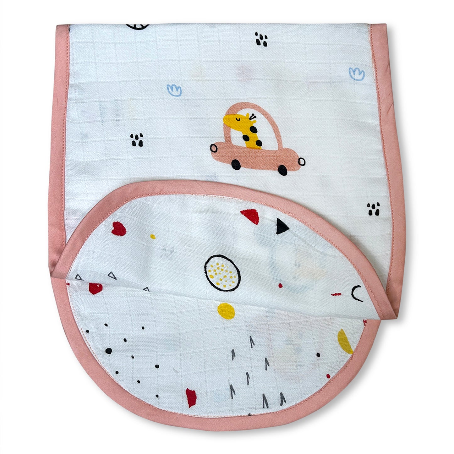 Giraffe On The Go- Peach Bib N Burp Cloth