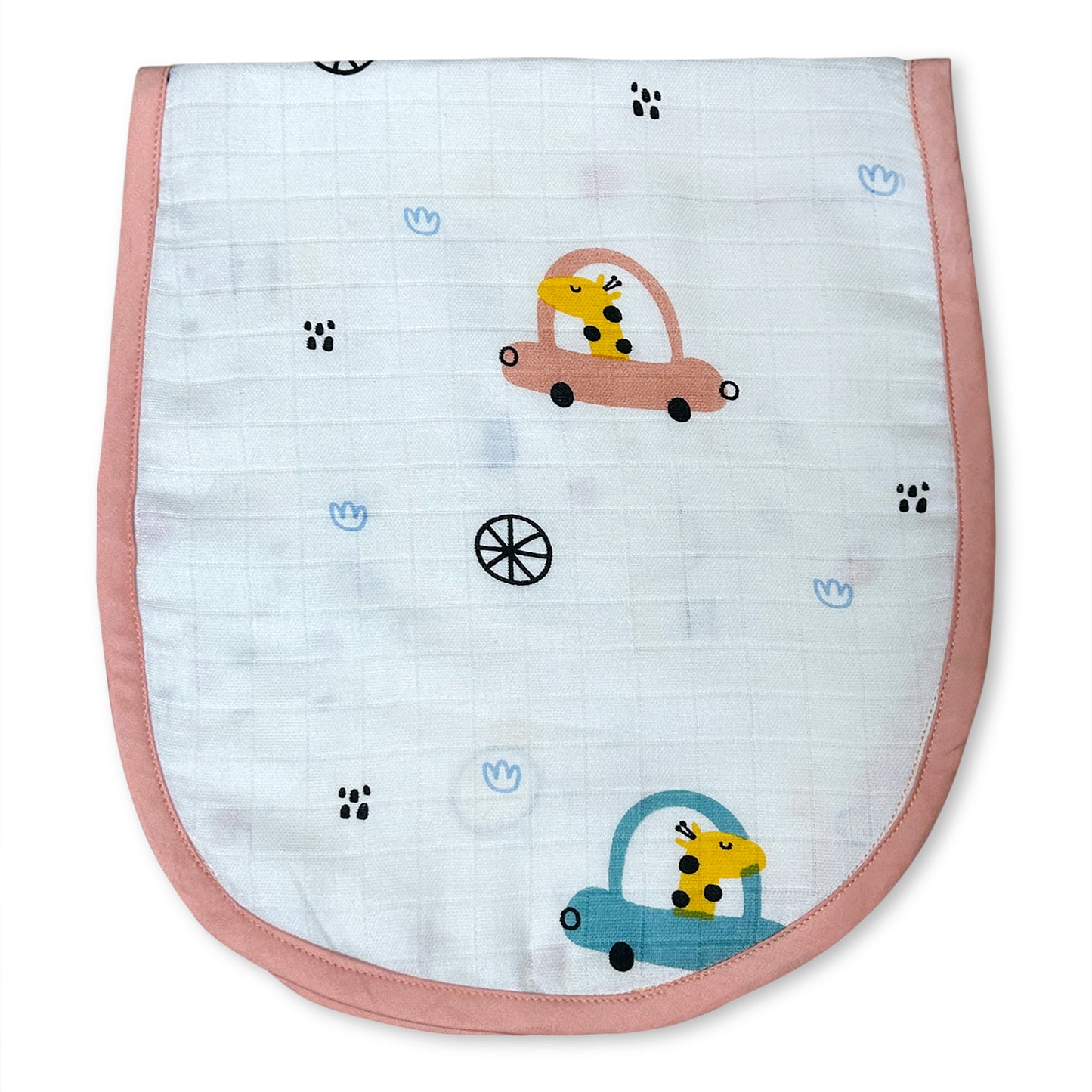 Giraffe On The Go- Peach Bib N Burp Cloth