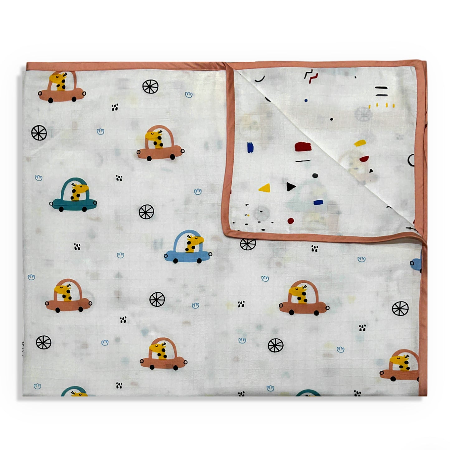 Giraffe On The Go - Peach Muslin Blanket