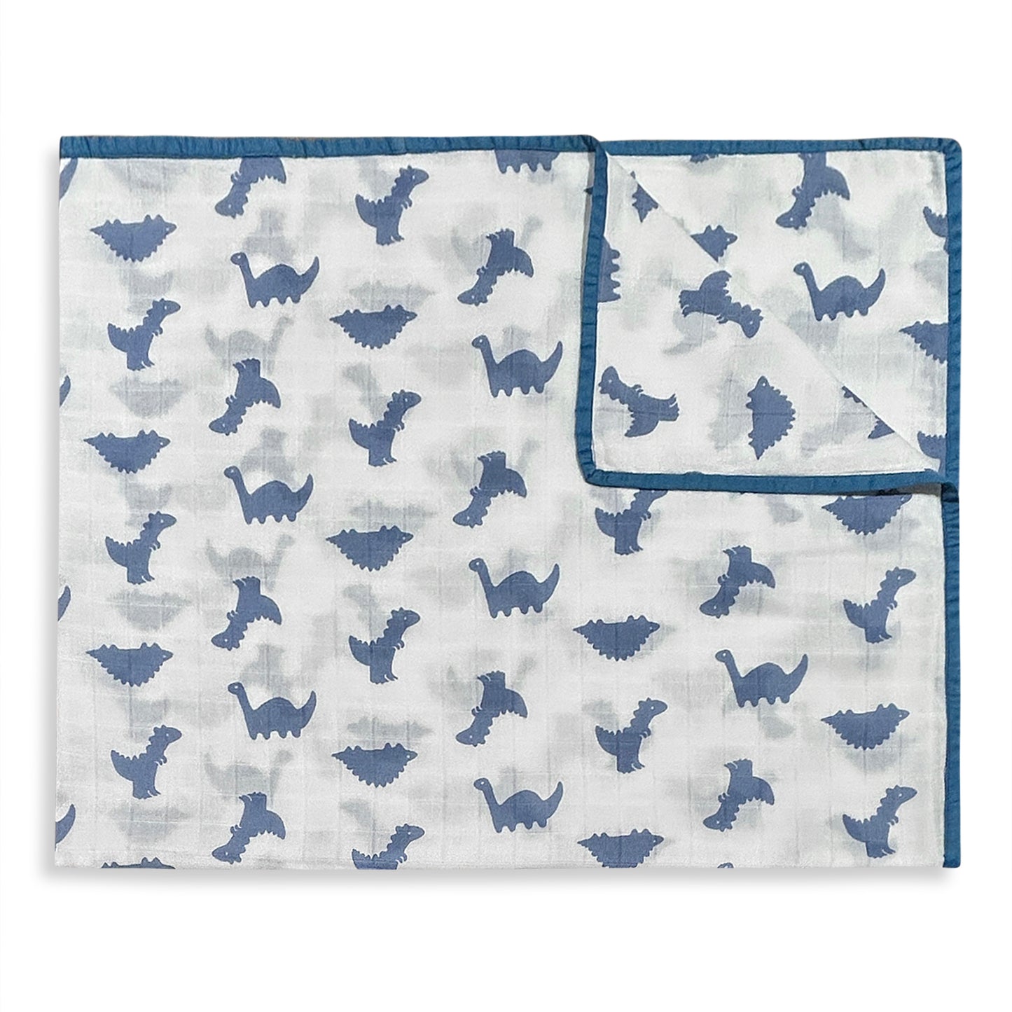 Blue Dinosaur Muslin Blanket