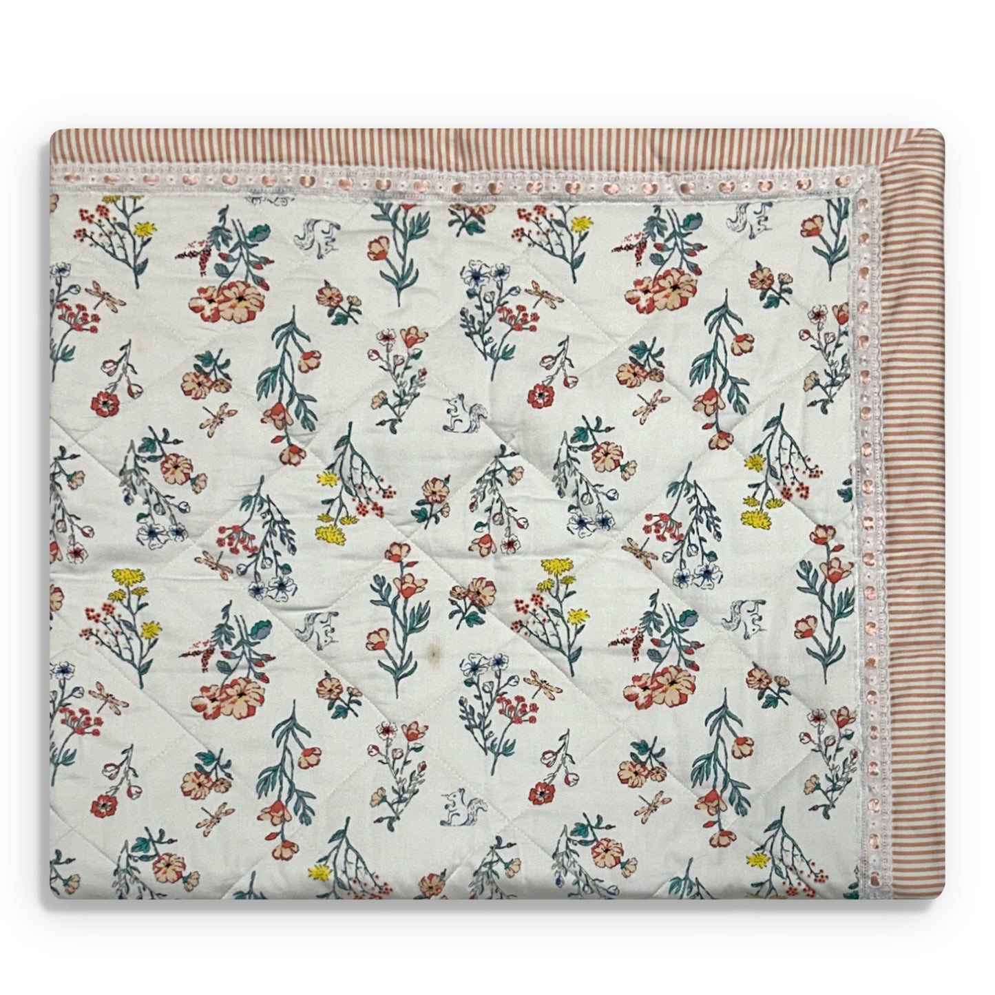 Peach Floral Toddler's Quilt