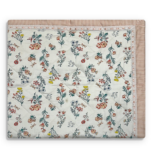 Peach Floral Toddler's Quilt
